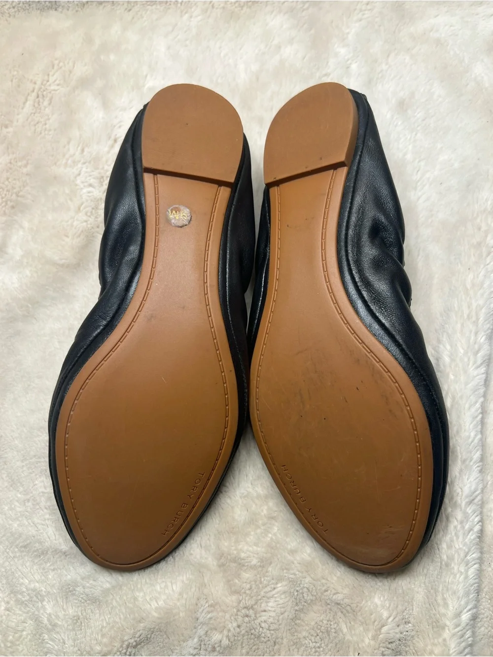 Tory Burch Eddie Ballet Flats in perfect black lamb leather size 9